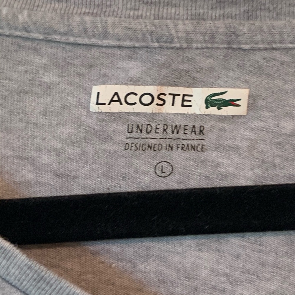 Lacoste Mens Size Large Gray Loungewear Top - Picture 3 of 4